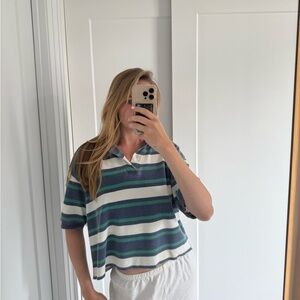 Striped Polo Shirt - Blue and White